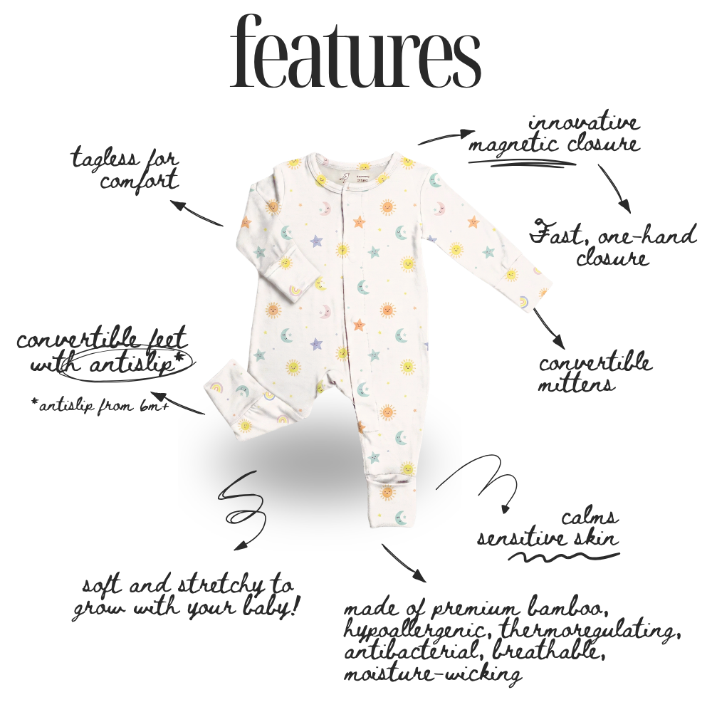 Bamboo Magnetic Sleepsuit - Celestial