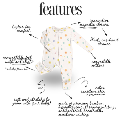 Bamboo Magnetic Sleepsuit - Celestial