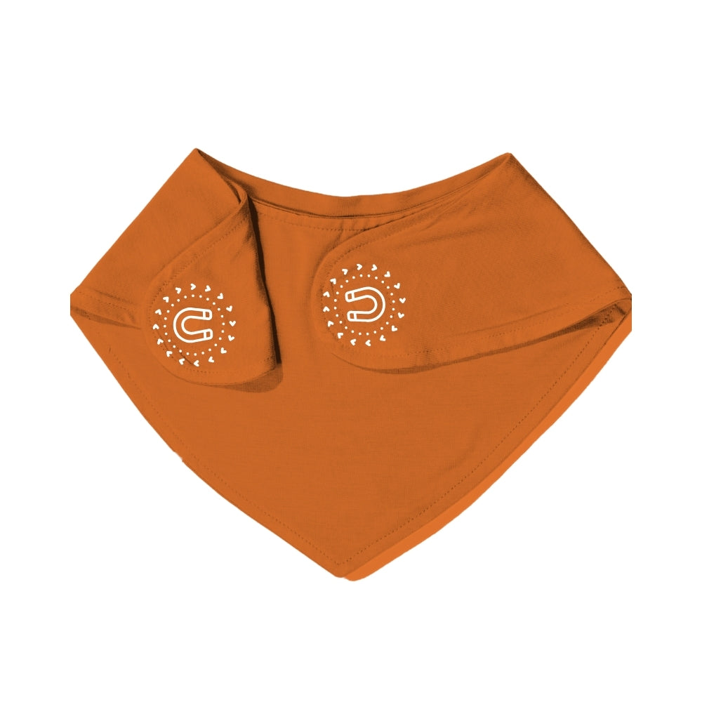 Terracotta orange magnetic baby bamboo bib - back side