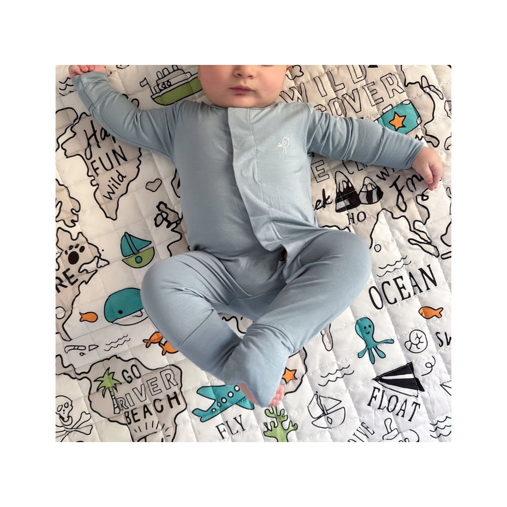 Bamboo Magnetic Sleepsuit - Baby Blue