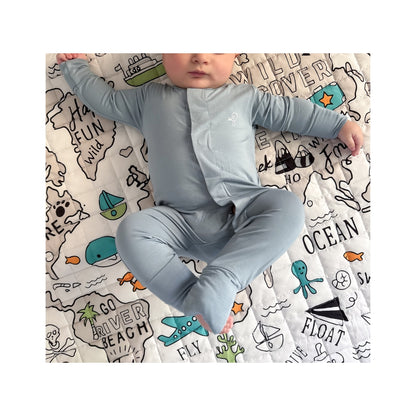 Bamboo Magnetic Sleepsuit - Baby Blue